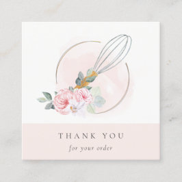 Wooden Whisk Blush Waterverf Flora Chef Dank je Vierkante Visitekaartje