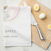 Wooden Whisk Blush Waterverf Floral Chef Logo Kit Theedoek (Quarter Fold)