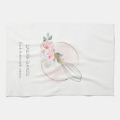 Wooden Whisk Blush Waterverf Floral Chef Logo Kit Theedoek (Horizontaal)