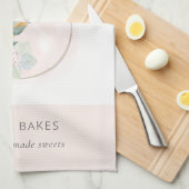 Wooden Whisk Blush Waterverf Floral Chef Logo Theedoek (Quarter Fold)