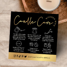 Wooden Wick Candle Black & Gold Logo Safety Kaart Vierkante Visitekaartje