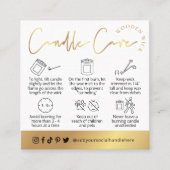 Wooden Wick Candle Gold Script Logo Lux Care Kaart Vierkante Visitekaartje (Voorkant)