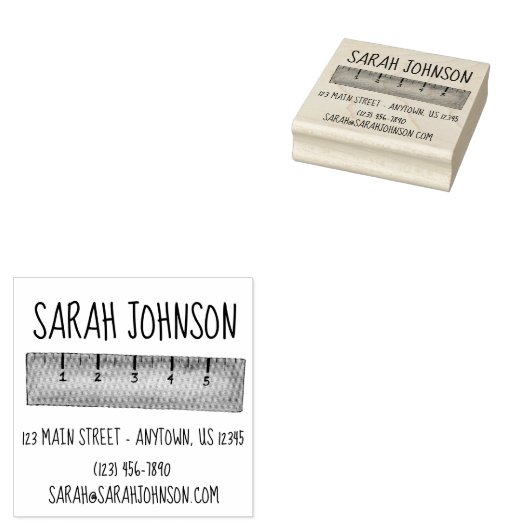 Wooden Yardstick Measuring Stick School Teacher Rubberstempel (Gestempeld)