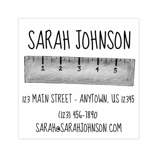 Wooden Yardstick Measuring Stick School Teacher Rubberstempel (Afrduk)