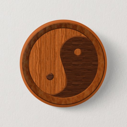 Wooden Yin Yang Ronde Button 5,7 Cm (Voorkant)