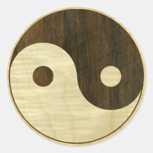 Wooden Yin Yang Symbol Ronde Sticker