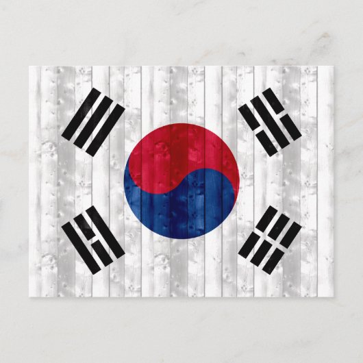 Wooden Zuid-Koreaanse vlag Briefkaart (Voorkant)