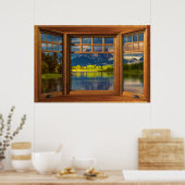 Woodenbuisvensterverlichting — Bergscheen Poster (Keuken)