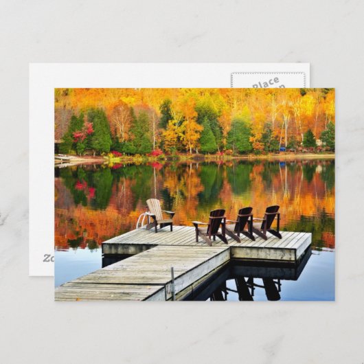 Woodendok in het najaar van het meer briefkaart (Voorkant / Achterkant)