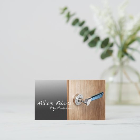 Woodenhandgreep Deuren Bezoekkaart Ontwerp Visitekaartje (Staand voorkant)