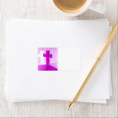 Woodenkruis, paarse versie, fotografische kerk etiket (Insitu)