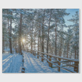 Woodenpad door sneeuwwinterbos cadeaupapier (Vlak)