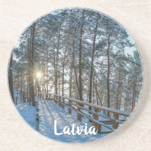 Woodenpad door sneeuwwinterbos zandsteen onderzetter