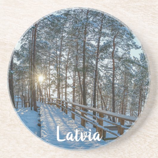 Woodenpad door sneeuwwinterbos zandsteen onderzetter (Voorkant)