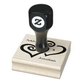 Woodenstempel met ingebouwd hartenontwerp rubberstempel