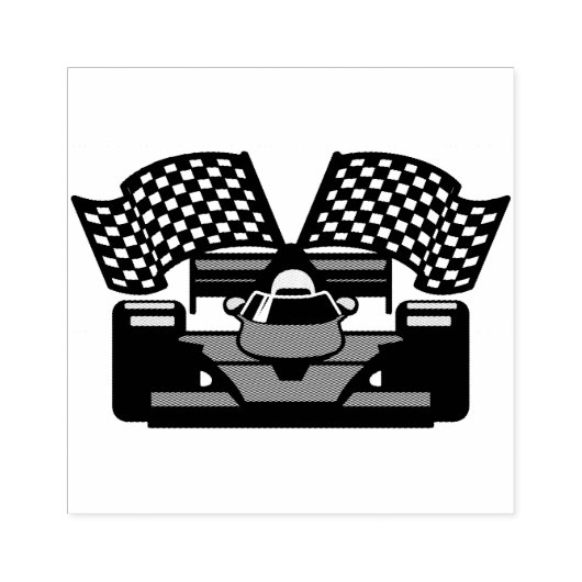 Woodenstempel raceauto rubberstempel (Afrduk)