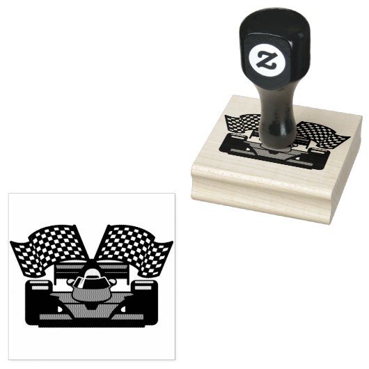 Woodenstempel raceauto rubberstempel (Gestempeld)