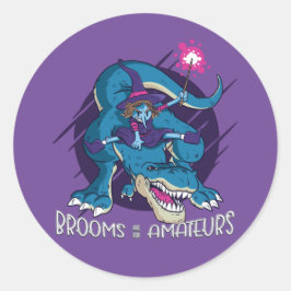 Woodgekte heks op T-Rex illustratie Halloween Ronde Sticker