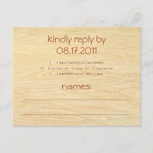 Woodgrain-antwoordkaart RSVP Kaartje