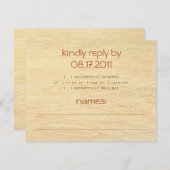 Woodgrain-antwoordkaart RSVP Kaartje (Voorkant / Achterkant)