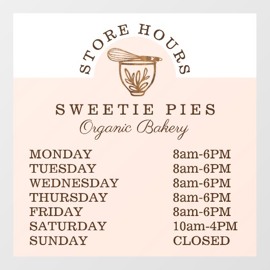 Woodgrain Bakery Stand Mixer Store Uren Raamsticker (Vel)