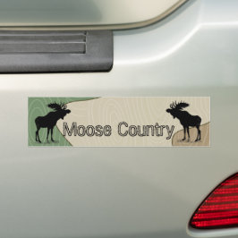 Woodgrain Camo Moose Country Silhouette Bumpersticker