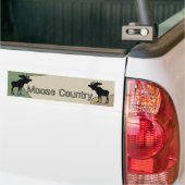 Woodgrain Camo Moose Country Silhouette Bumpersticker (Op Truck)