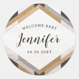 Woodgrain Collage Neutraal Baby shower Sticker
