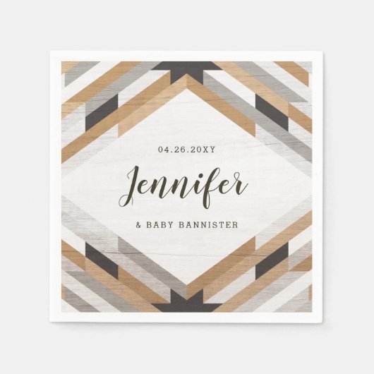 Woodgrain Collage Neutraal Custom Party Servet (Voorkant)