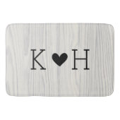 Woodgrain Couple's Initialen Personalized Wedding Badmat (Voorkant)