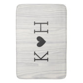 Woodgrain Couple's Initialen Personalized Wedding Badmat (Voorkant Verticaal)