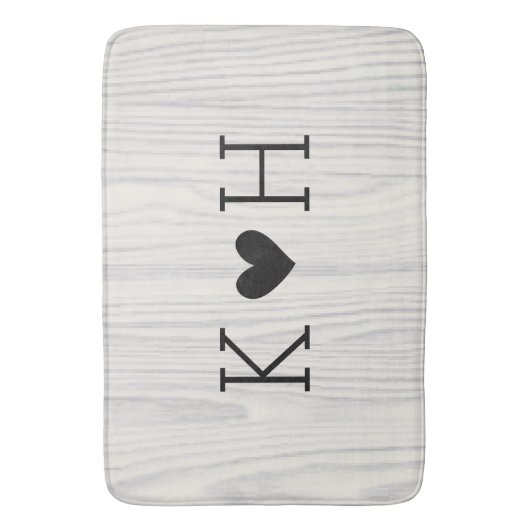 Woodgrain Couple's Initialen Personalized Wedding Badmat (Voorkant Verticaal)