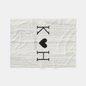 Woodgrain Couple's Initialen Personalized Wedding Fleece Deken (Voorkant (Horizontaal))