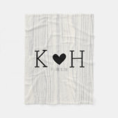 Woodgrain Couple's Initialen Personalized Wedding Fleece Deken (Voorkant)