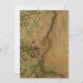 Woodgrain Floral Green Wedding Invitation Kaart (Achterkant)