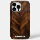 Woodgrain Gelakt Hout Visgraat Aangepaste Naam Case-Mate iPhone Case (Achterkant)
