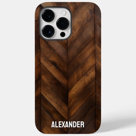 Woodgrain Gelakt Hout Visgraat Aangepaste Naam Case-Mate iPhone Case (Achterkant)