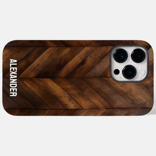 Woodgrain Gelakt Hout Visgraat Aangepaste Naam Case-Mate iPhone Case (Achterkant (horizontaal))