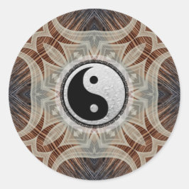 Woodgrain Geometrische Kunst Yin Yang Sticker