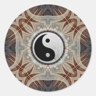 Woodgrain Geometrische Kunst Yin Yang Sticker
