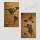 Woodgrain Geweven Wereldkaart Visitekaartje (Voorkant / Achterkant)