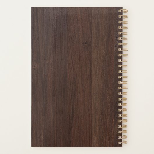 Woodgrain Gold en Grey Stripe Modern Retro Planner (Achterkant)