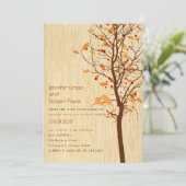 Woodgrain met Tortelduifjes in de boom - herfst Kaart (Staand voorkant)