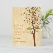 Woodgrain met Tortelduifjes in de Uitnodiging van (Staand voorkant)