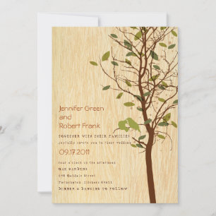 Woodgrain met Tortelduifjes in de Uitnodiging van 