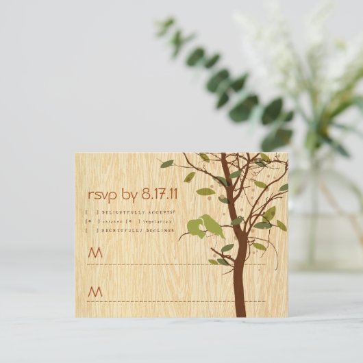 Woodgrain met Tortelduifjes RSVP (Staand voorkant)