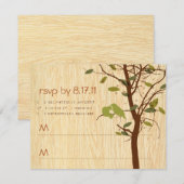 Woodgrain met Tortelduifjes RSVP (Voorkant / Achterkant)