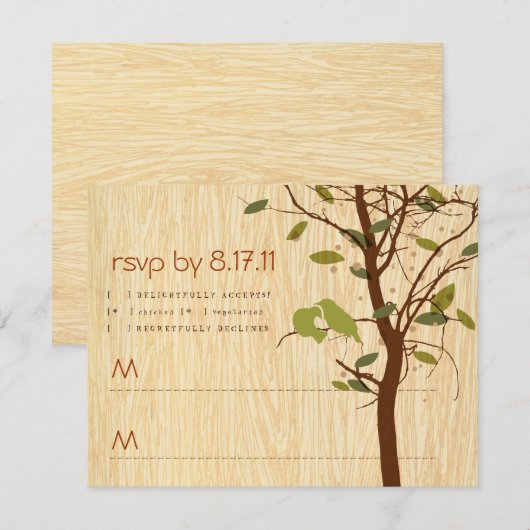 Woodgrain met Tortelduifjes RSVP (Voorkant / Achterkant)