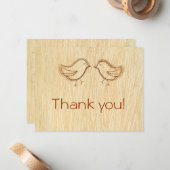 Woodgrain met Tortelduifjes Schets Dank u Nota Notitiekaartje (Voorkant / Achterkant in situ)