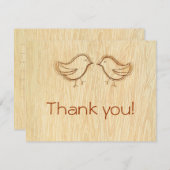 Woodgrain met Tortelduifjes Schets Dank u Nota Notitiekaartje (Voorkant / Achterkant)